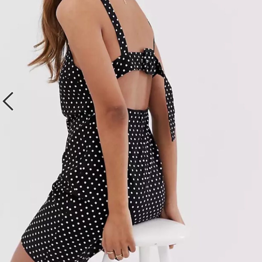 ASOS Design Buckle Back Polka Dot Dress